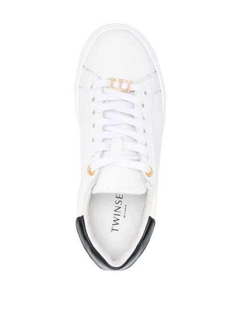 TWINSET contrasting-heel leather sneakers - White