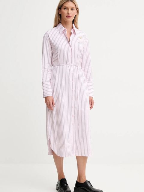 Kenzo sukienka bawełniana kolor różowy midi prosta FF62RO4049LU - zdjęcie produktu nr 1