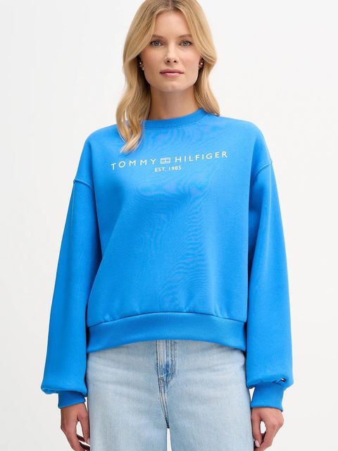 Tommy Hilfiger bluza damska kolor niebieski z nadrukiem WW0WW47831 - zdjęcie produktu nr 1