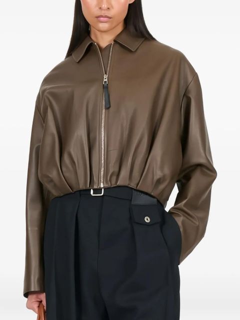 LOEWE draped zip-front leather jacket - Green - zdjęcie produktu nr 1