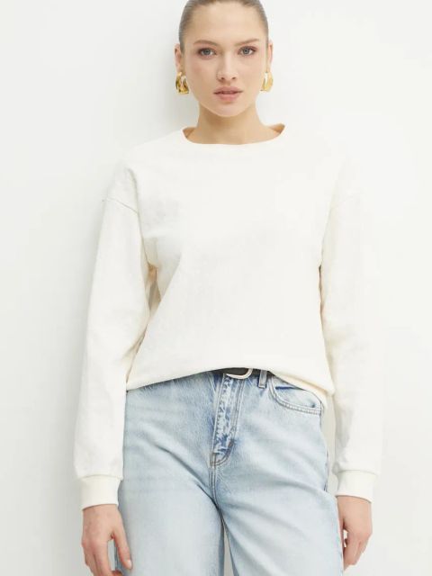 Armani Exchange bluza damska kolor beżowy wzorzysta 8NYMLG YJE5Z