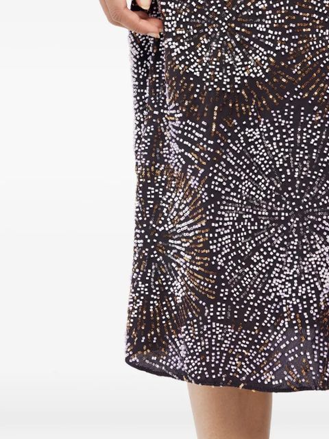 Rabanne crepe embroidered pearl skirt - Black