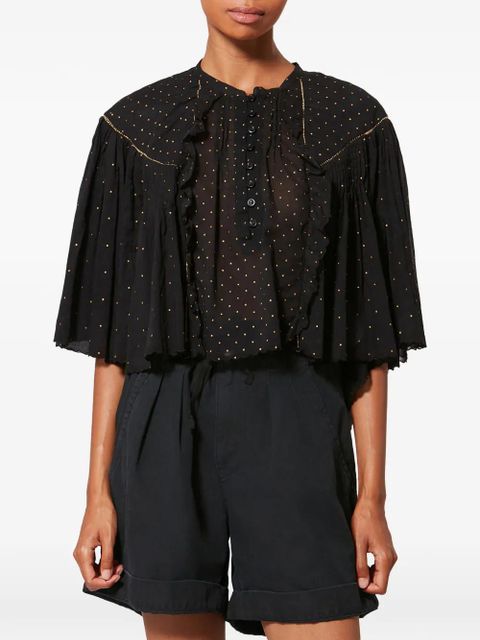 MARANT ÉTOILE Veenia ruffled dotted blouse - Black