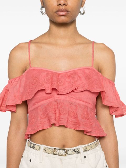 ISABEL MARANT Eliani off-shoulder embroidered top - Pink