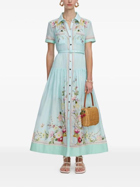 Self-Portrait floral-print belted maxi dress - Blue - zdjęcie produktu nr 2