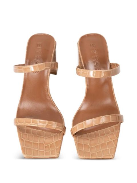 BY FAR Tanya embossed square-toe mules - Neutrals