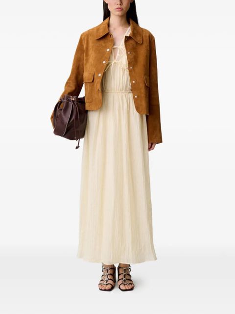 Claudie Pierlot tie-detail gathered maxi dress - Neutrals - zdjęcie produktu nr 2