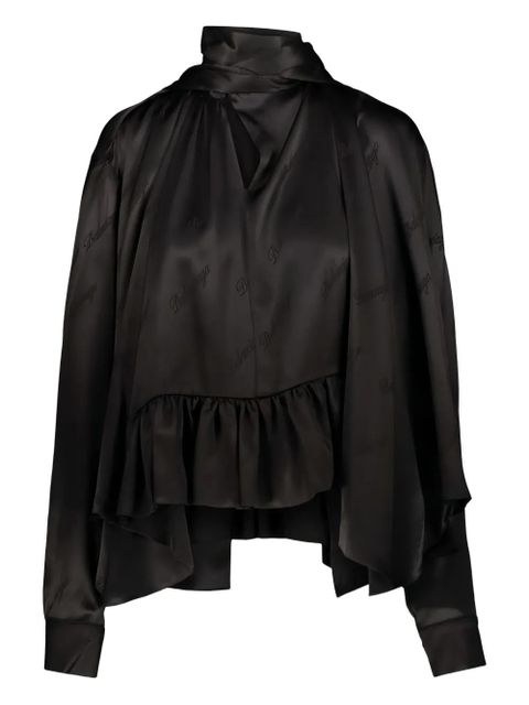 Balenciaga ruffled silk blouse - Black - zdjęcie produktu nr 1