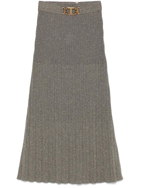 TWINSET fine-knit lurex midi skirt - Gold - zdjęcie produktu nr 1