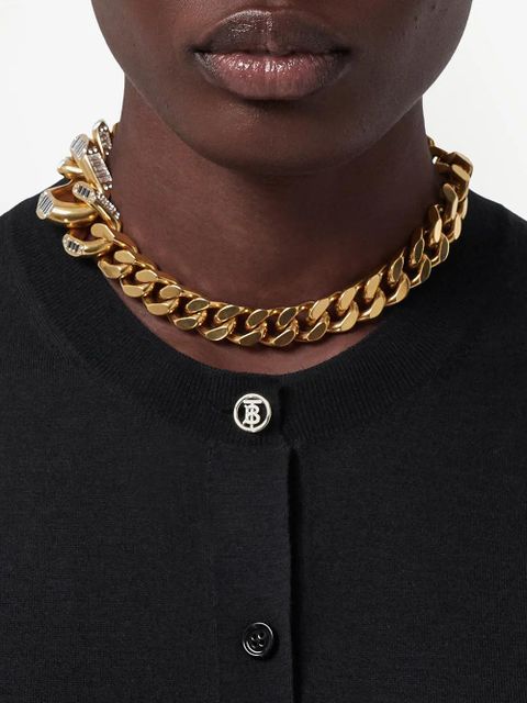 Burberry monogram motif silk-trim cardigan - Black