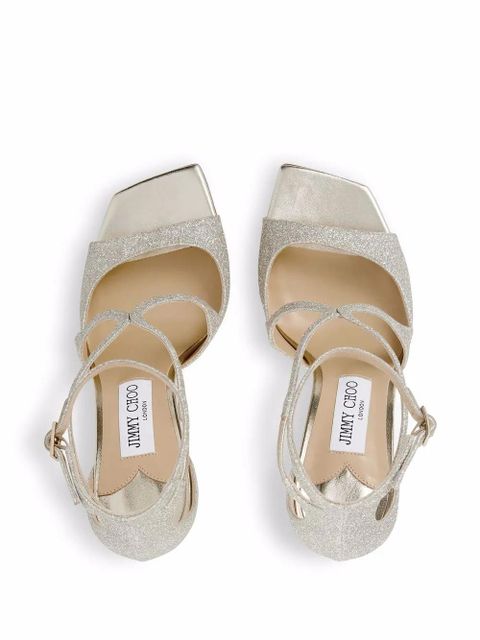 Jimmy Choo Azia 95mm glitter sandals - Silver