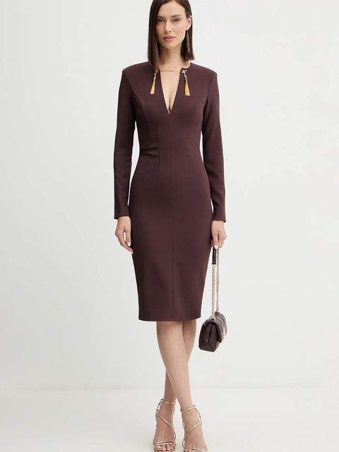 Elisabetta Franchi sukienka kolor bordowy mini dopasowana AB80557E2