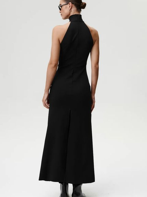 Undress Code sukienka kolor czarny maxi rozkloszowana 1064