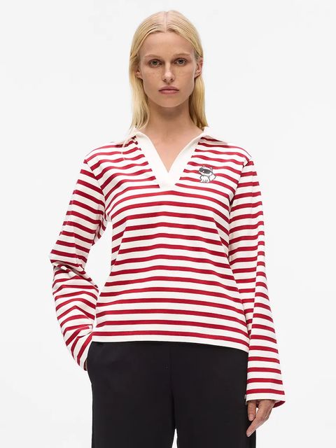 Karl Lagerfeld longsleeve bawełniany IKON kolor czerwony A4W17081 - zdjęcie produktu nr 1