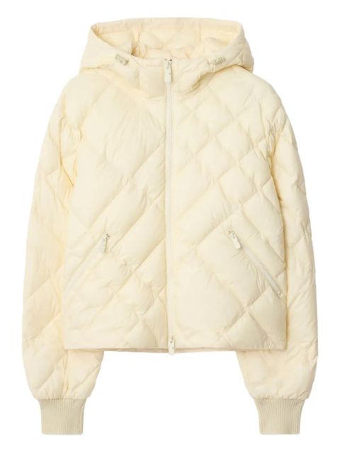 Burberry check-stitch hooded puffer jacket - White - zdjęcie produktu nr 1