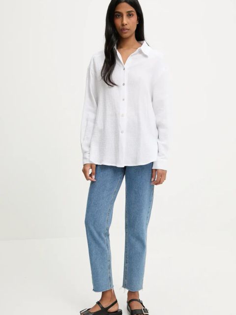 Answear.LAB koszula bawełniana damska kolor biały relaxed z kołnierzykiem klasycznym