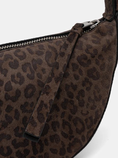 AllSaints torebka zamszowa HALFMOON kolor brązowy W355XD