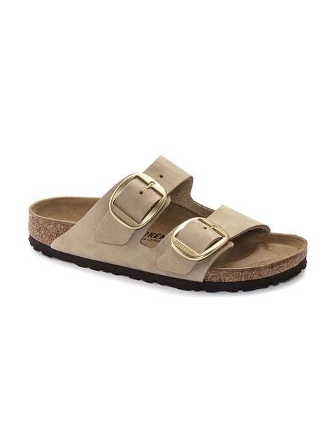 Birkenstock klapki zamszowe Arizona Big Buckle damskie kolor beżowy 1024064