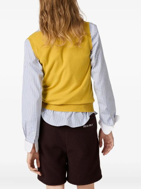 Miu Miu argyle intarsia cashmere vest - Yellow