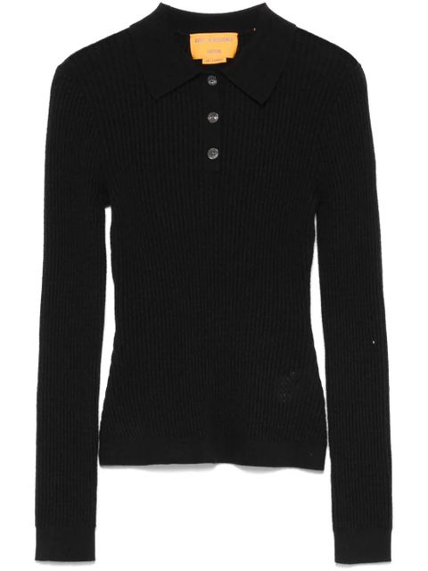 Guest In Residence Shrunken cashmere polo top - Black - zdjęcie produktu nr 1