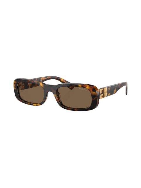 Miu Miu Eyewear tortoiseshell-effect rectangle-frame sunglasses - Green - zdjęcie produktu nr 2