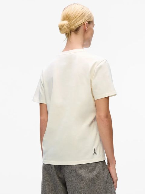 Karl Lagerfeld t-shirt bawełniany damski kolor beżowy A4W17087