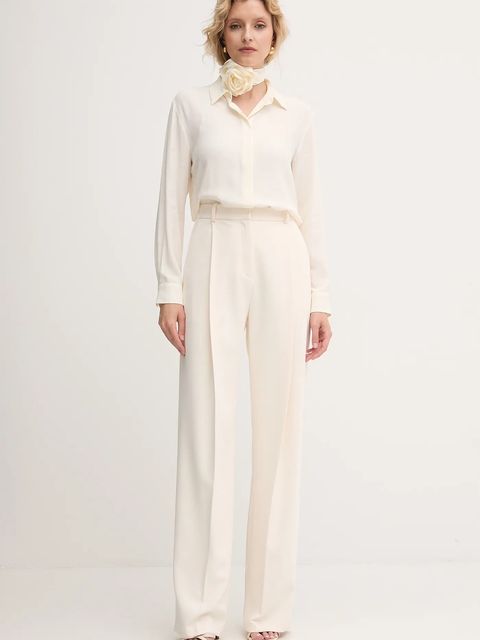 Marella koszula z jedwabiem kolor beżowy relaxed z kołnierzykiem klasycznym 2523116071200