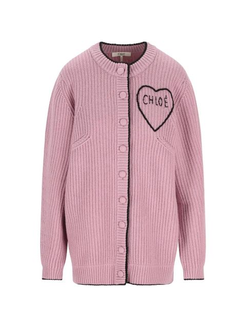 Chloé heart ribbed cardigan - Pink - zdjęcie produktu nr 1