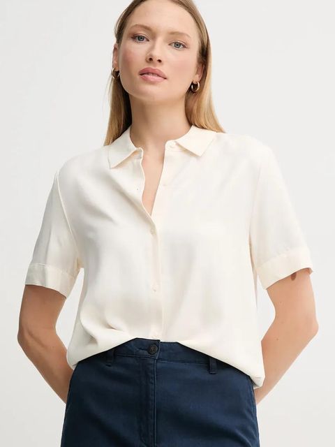 Tommy Hilfiger koszula damska kolor beżowy relaxed z kołnierzykiem klasycznym WW0WW44683 - zdjęcie produktu nr 1