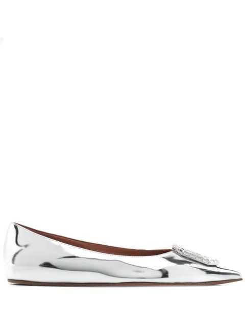 Amina Muaddi metallic-leather ballet flats - Silver - zdjęcie produktu nr 1