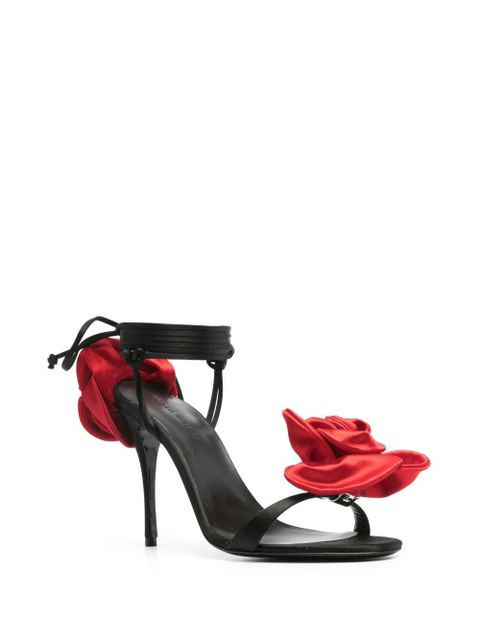 Magda Butrym 105mm floral-appliqué satin sandals - Black - zdjęcie produktu nr 2