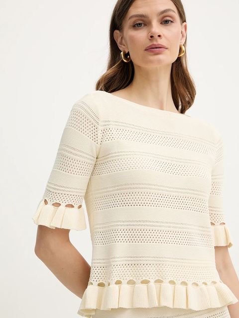 Twinset bluzka damska kolor beżowy gładka 261TP3082