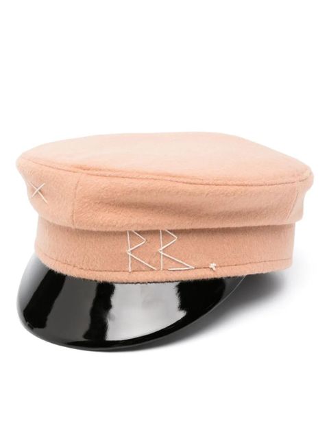 Ruslan Baginskiy logo-embroidered wool Baker boy cap - Neutrals - zdjęcie produktu nr 1