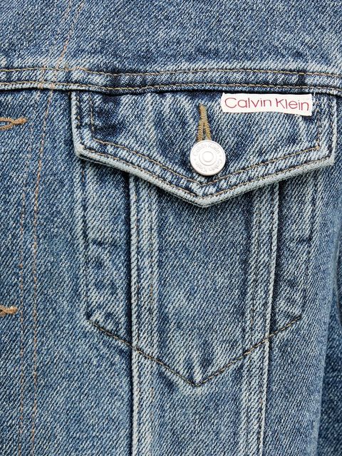 Calvin Klein Jeans kurtka jeansowa bawełniana kolor niebieski przejściowa oversize LV047D725G