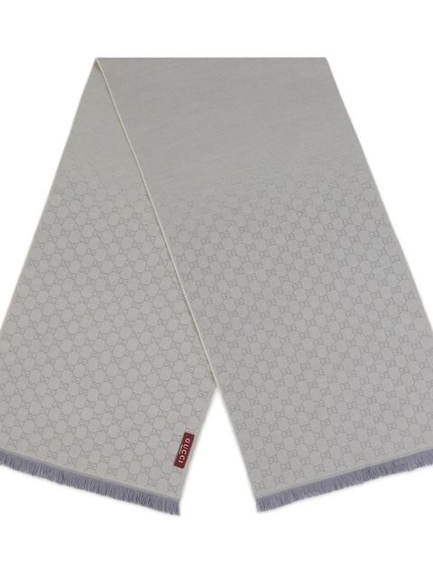 Gucci GG logo pattern fringed scarf - Grey - zdjęcie produktu nr 2