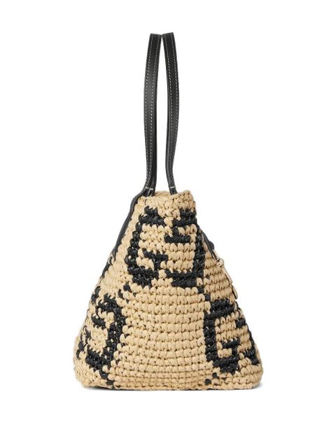 Gucci small raffia GG pattern tote bag - Neutrals