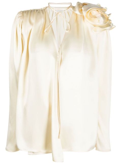 Magda Butrym draped silk blouse - Neutrals - zdjęcie produktu nr 1
