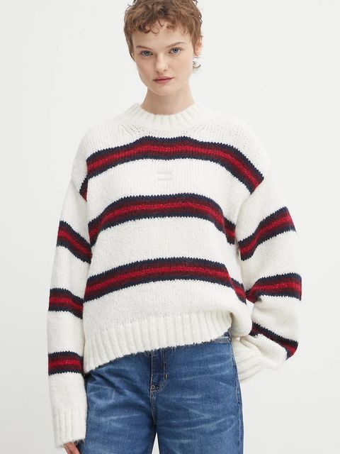 Tommy Jeans sweter z domieszką alpaki damski kolor beżowy DW0DW21679 - zdjęcie produktu nr 1