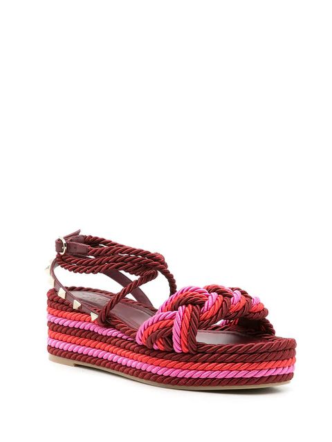 Valentino Garavani rope-detail platform-sole sandals - Red - zdjęcie produktu nr 2