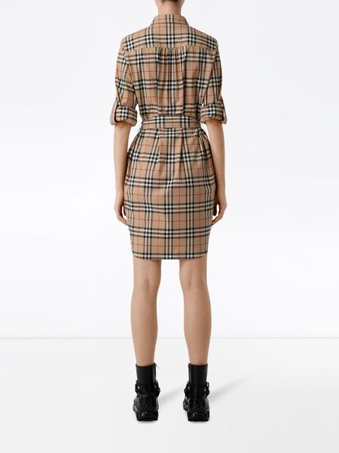Burberry Vintage check tie-waist shirt dress - Brown