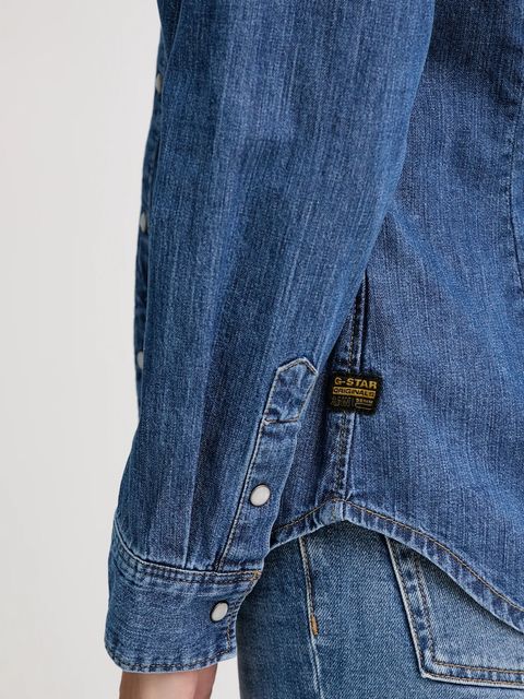 G-Star koszula jeansowa damska kolor niebieski regular z kołnierzykiem klasycznym D27714.D252