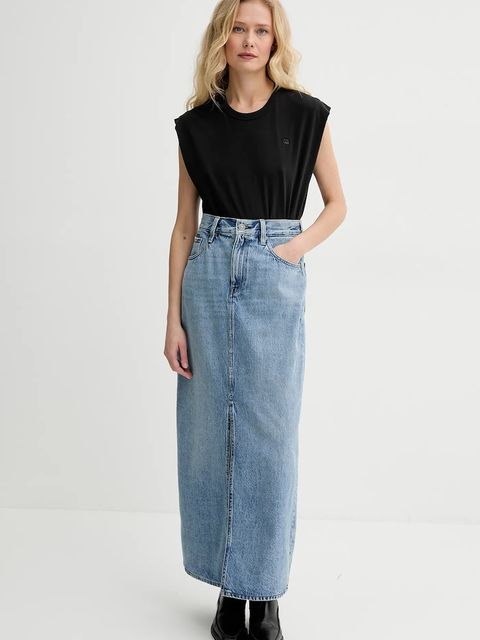 G-Star spódnica jeansowa kolor niebieski maxi prosta D24385-D788