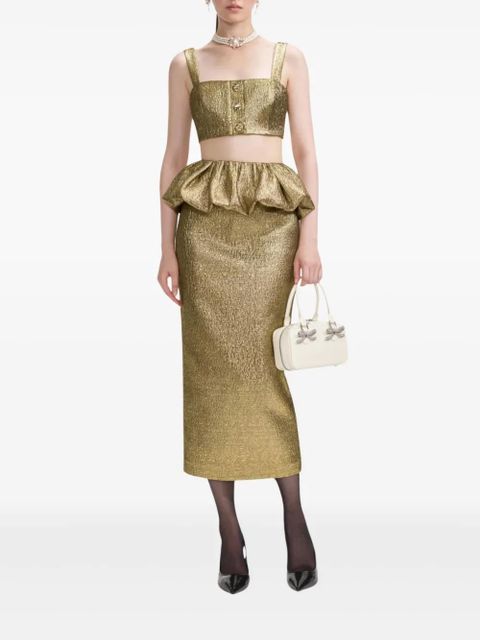 Self-Portrait jacquard midi skirt - Gold - zdjęcie produktu nr 2