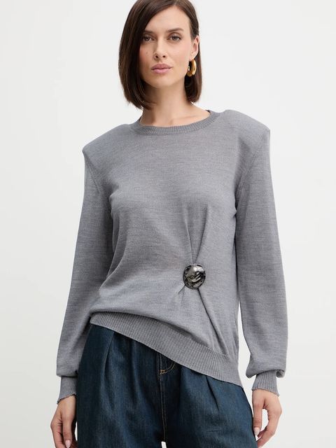 Simona Corsellini sweter wełniany damski kolor szary lekki A25CPMGE0301 - zdjęcie produktu nr 1