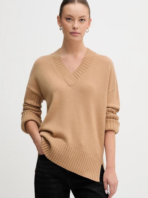 United Colors of Benetton sweter z dodatkiem wełny damski kolor beżowy 1244D403A - zdjęcie produktu nr 1