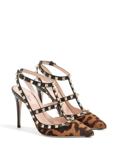 Valentino Garavani 100mm Rockstud leopard-print pumps - Black - zdjęcie produktu nr 2