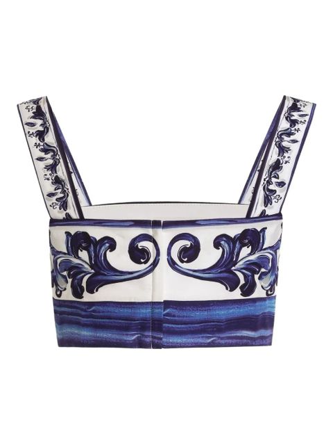 Dolce & Gabbana majolica print square-neck top - Blue - zdjęcie produktu nr 2
