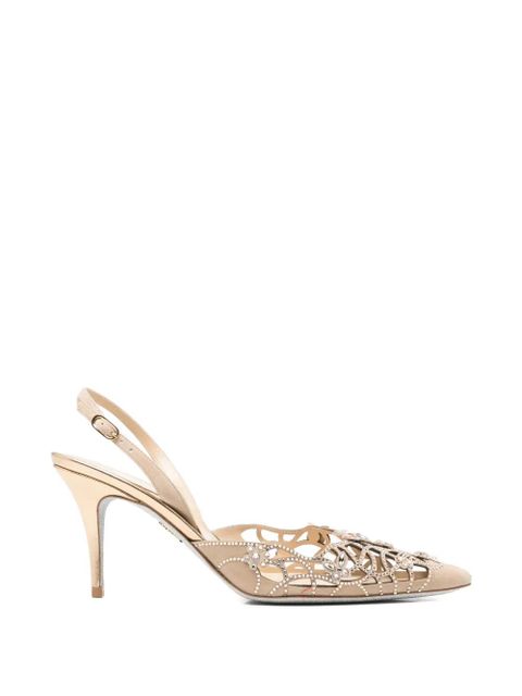 René Caovilla Eden crystal-embellished laser-cut pumps - Neutrals - zdjęcie produktu nr 1