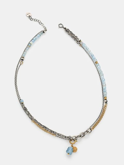Answear.LAB naszyjnik z akwamarynem, ręcznie wykonany, ze srebra pokrytego złotem