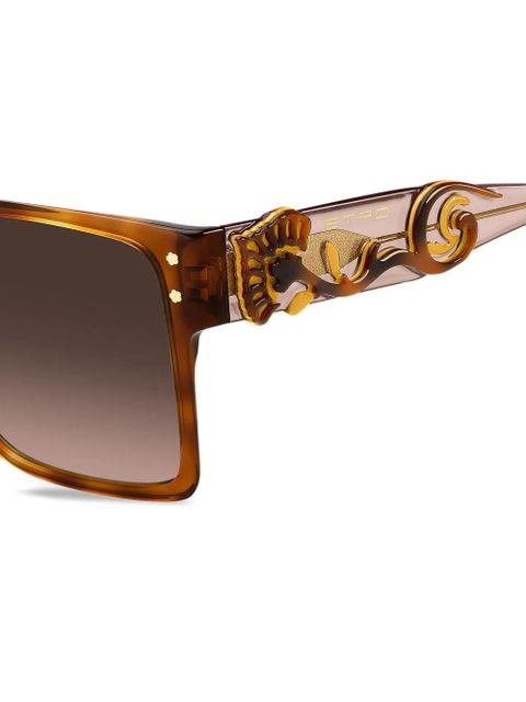 ETRO blossom-embellished square sunglasses - Brown